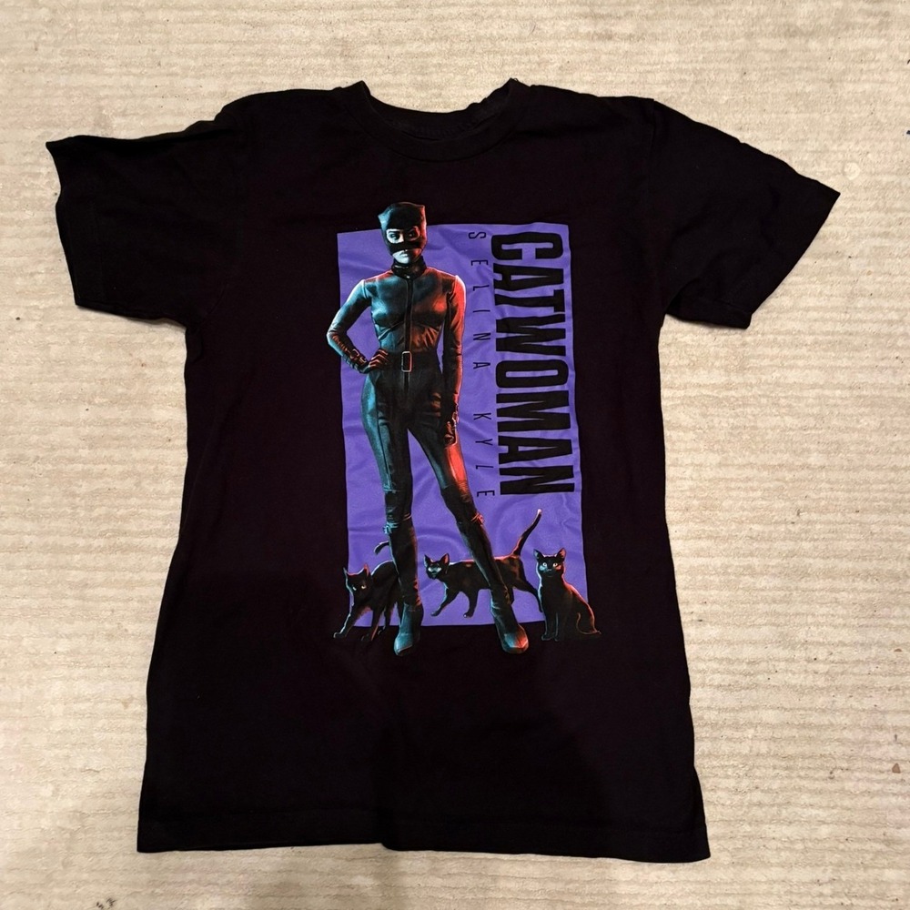 DC Comics Catwoman Selina Kyle Black Graphic T-Shirt Small Batman Movie Tee